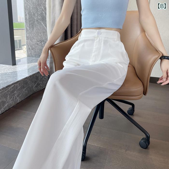 パンツ レディース ワイドパンツ スラックス 接触冷感 アセテート センタープレス ストレートパンツ カジュアル 大きいサイズ ズボン ボトムス ロング丈 ウエストゴム 無地 シンプル 春夏 remake-buddy-10799848 リメイクバディー サンプル画像3