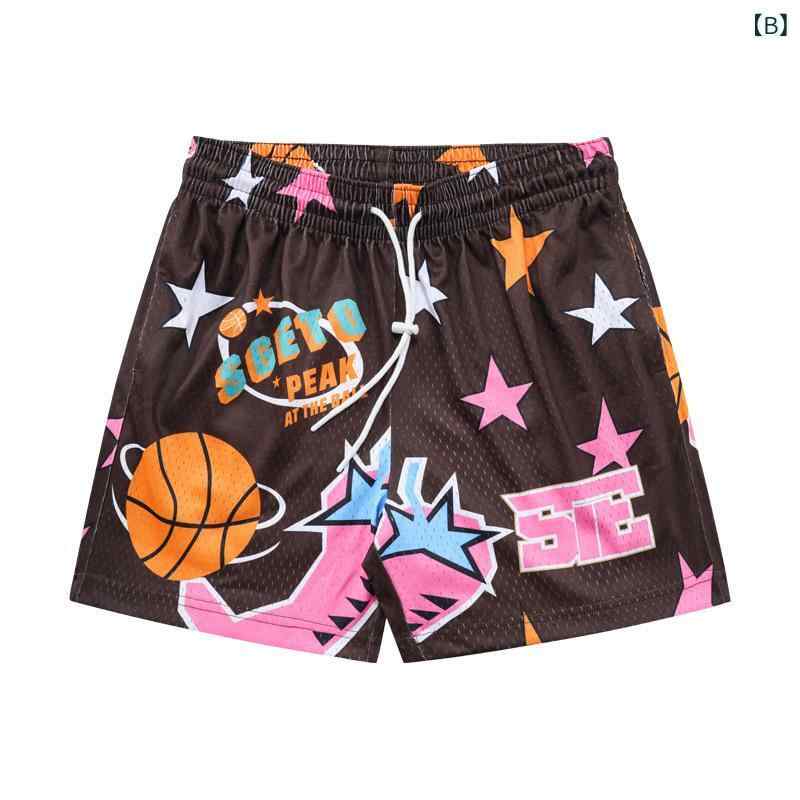 リメイクバディーのバスケットボールパンツ メンズ ショートパンツ 膝上丈 アメリカン ヴィンテージ風 ゆったり 軽量 薄手 メッシュ スポーツ カジュアル トレーニング ウェア ボトムス パンツ 吸汗速乾 通気性 練習着 部屋着 ジムウェア｜アングル3