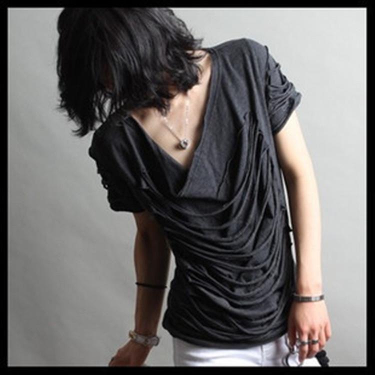 Tシャツ メンズ 半袖 カットソー トップス レイヤード風 ダメージ加工 切りっぱな...