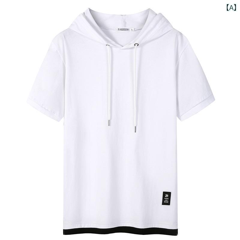 Tシャツ メンズ 半袖 フード付き 重ね着風 トップス 綿 カジュアル 普段着 オールシーズン remake-buddy-10847521 リメイクバディー サンプル画像2