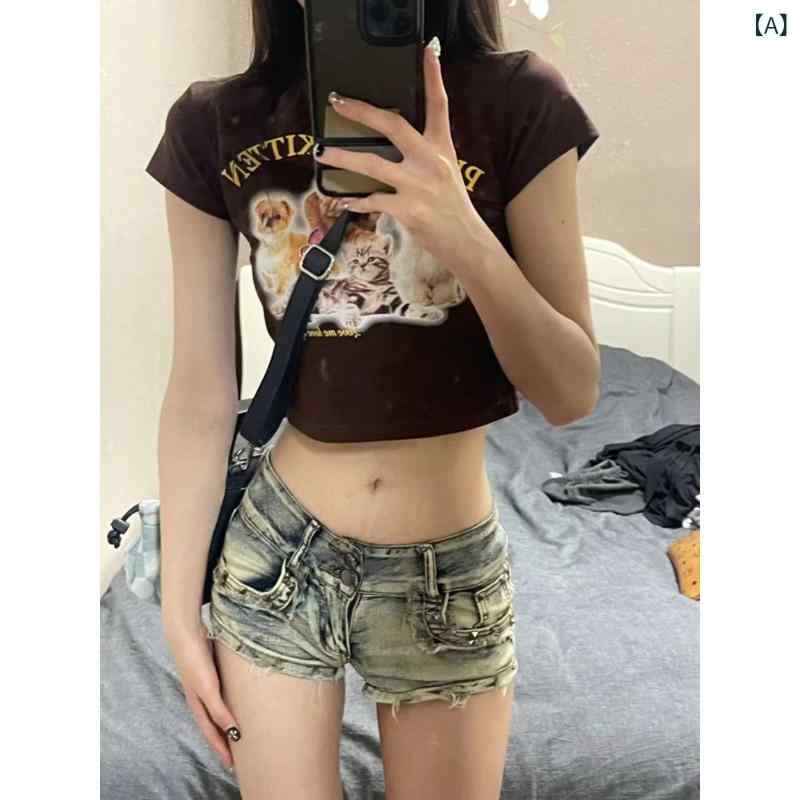 ショートパンツ レディース デニムパンツ ジーンズ ジーパン 短パン ローライズ 低腰 スタッズ付き スキニー スリム タイト フィット 伸縮性 ストレッチ 美脚 痩せ見え ボトムス カジュアル 通勤 通学 ブルー remake-buddy-10862116 リメイクバディー サンプル画像2