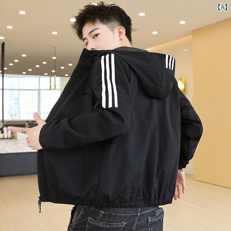 ジャケット メンズ レディース 男女兼用 ウィンドブレーカー アウター ブルゾン マウンテンパーカー フード付き ジップアップ 長袖 スポーティー カジュアル 3本ライン 防風 耐磨耗性 運動 スポーツ 秋用 ブラック ライトグレー 迷彩 グリーン remake-buddy-10869904 リメイクバディー サンプル画像2