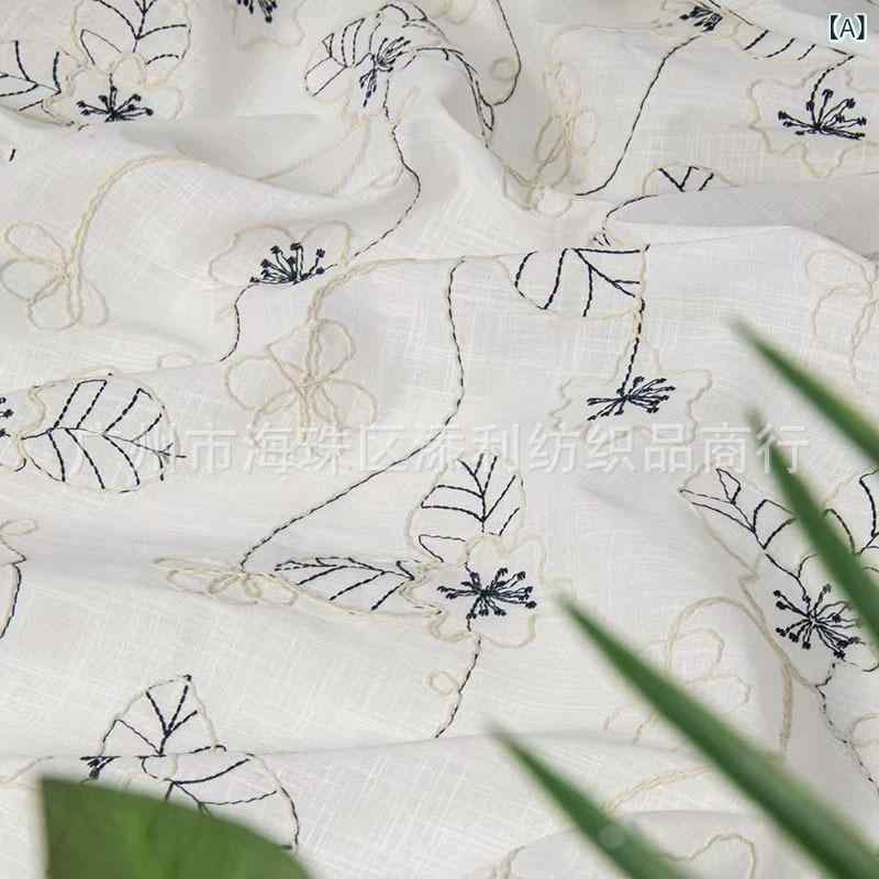 手芸生地 刺しゅう 布 ハンドメイド コットンリネン 植物花柄 刺繍 レース 手作り 洋裁 裁縫 服地 シャツ ドレス カーテン クッションカバー DIY クラフト 資材 春 夏 ホワイト 杏 ブラウン ブラック remake-buddy-10871632 リメイクバディー パッケージ画像