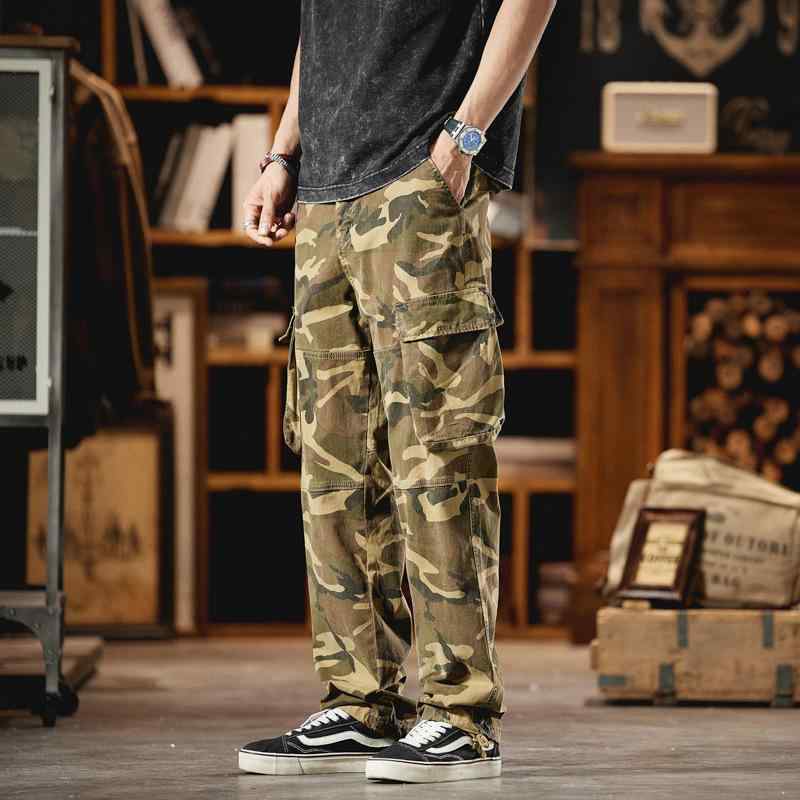 メンズ カーゴパンツ ミリタリーパンツ ワークパンツ ストレート カジュアル ボトムス 綿 アメカジ アメリカン レトロ 迷彩 カモフラ 多ポケット ストレッチ 耐磨耗性 普段使い 普段着 アウトドア 旅行 10代 20代 30代 40代 春 夏 秋 冬