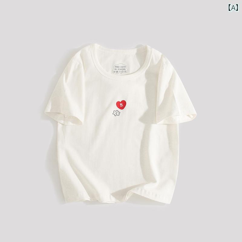 ・カテゴリ: 子供Tシャツ・対象: ユニセックス・スタイル: 韓国風・フード: なし・袖丈: 半袖・対象年齢: 3〜8歳（対応身長：100〜140cm）・生地加工: 柔軟加工・柄: キャラクター・主な素材: 綿95%・安全基準: Aクラス・ネックライン: クルーネック・機能: 吸湿速乾・カラー展開: ホワイトハート、ピンク、ピンクローズ、ブラックハート、ブラック、ブルー、グレー、グレーレモン、ブルー、パープル、パープルキャット・サイズ展開: 90—95cm、100—105cm、110—115cm、120—125cm、130—135cm、140—145cm、150—155cm、160—165cm