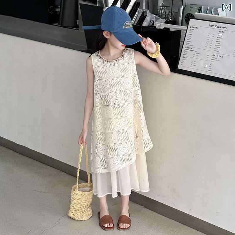 ワンピース キッズ 女の子 ノースリーブ Aライン コットン ポリエステル 薄手 涼しい お出かけ 旅行 リゾート ボヘミア風 120cm 130cm 140cm 150cm 160cm 170cm 夏