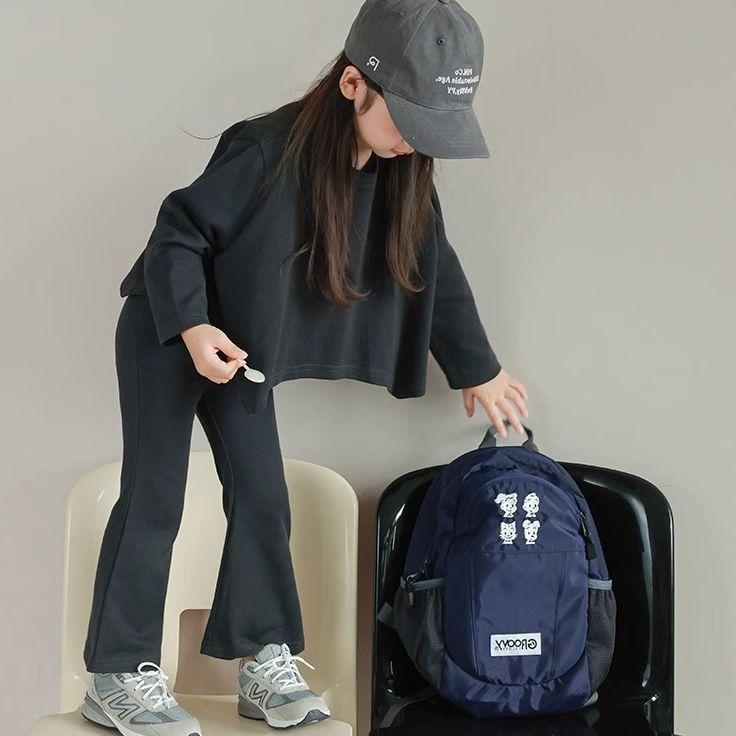 子供服 セットアップ 女の子 キッズ 長袖 ドルマンスリーブ カットソー ベルボトム ロングパンツ 綿 コットン 秋物 秋着 通学 通園 旅行 レジャー カジュアル おしゃれ 韓国風 100 110 120 130