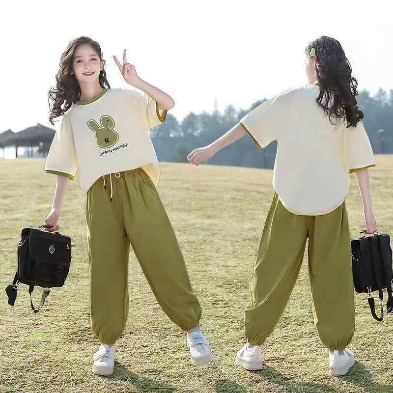 キッズ セットアップ 女の子 半袖 Tシャツ ショートパンツ 上下セット ジュニア ガールズ 運動着 スポーツウエア 綿 カジュアル 部屋着 普段使い お出かけ かわいい うさぎ イラスト 夏物 120 130 140 150 160 170