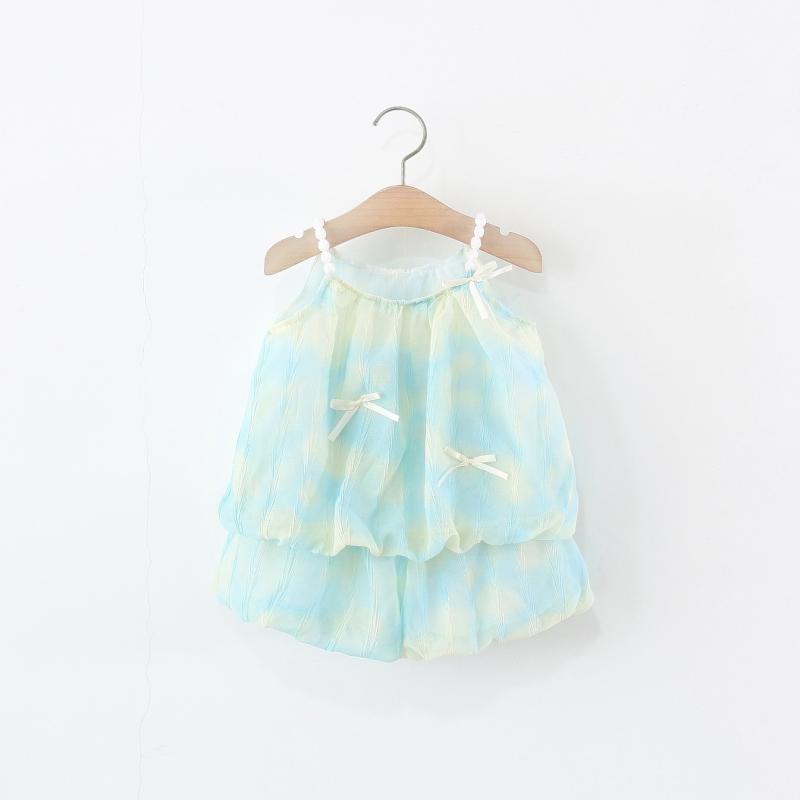 女児服 セットアップ 女の子 ベビー キッズ 夏服 キャミソール ショートパンツ 上下セット ノースリーブ 薄手 涼しい 動きやすい お出かけ 通園 普段使い オレンジ ブルー 70 80 90 100 110 かわいい