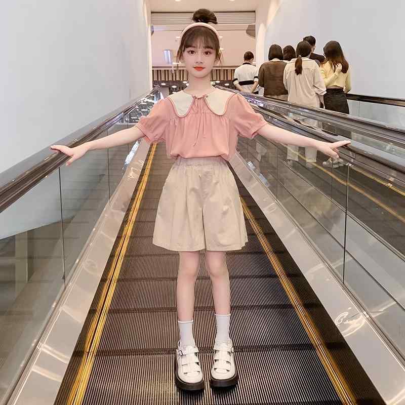 ・カテゴリ: 子供用セットアップ・対象性別: 女・スタイル: 韓国風・セット内容: スカートセット、2点セット・袖丈: 半袖・フード: フードなし・生地の厚さ: 薄手・素材: ポリエステル50%、綿・安全基準: B類・合わせ口: プルオーバー・カラー展開: ピンク、グリーン・サイズ展開: 120cm、130cm、140cm、150cm、160cm、170cm