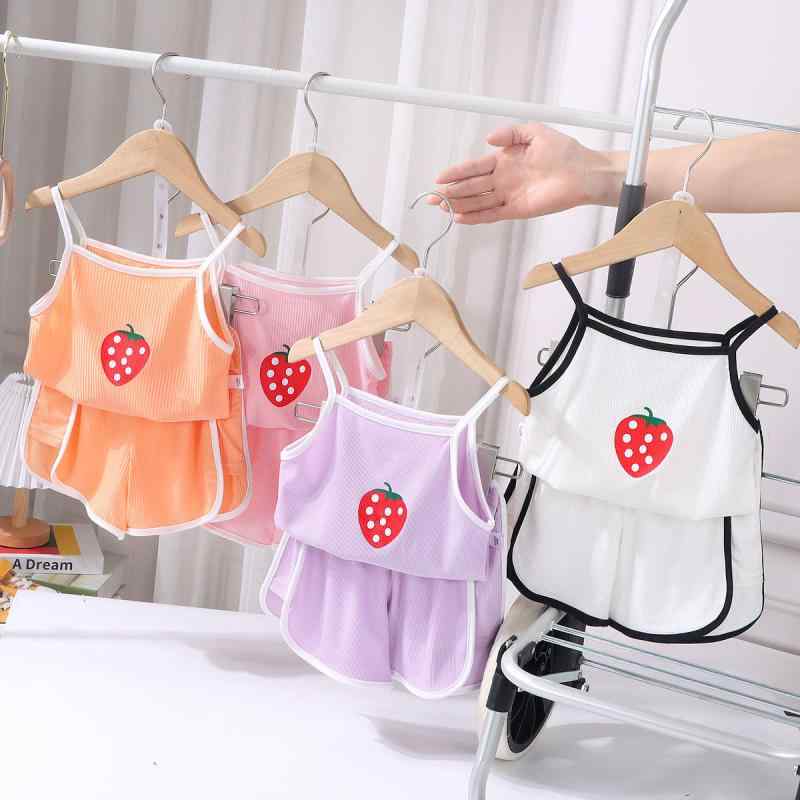 子供服 セットアップ 女の子 ベビー キッズ 上下セット ノースリーブ キャミソール ショートパンツ 半ズボン 接触冷感 薄手 涼しい 夏 お出かけ 旅行 ルームウェア 白 ピンク 紫 80 90 100