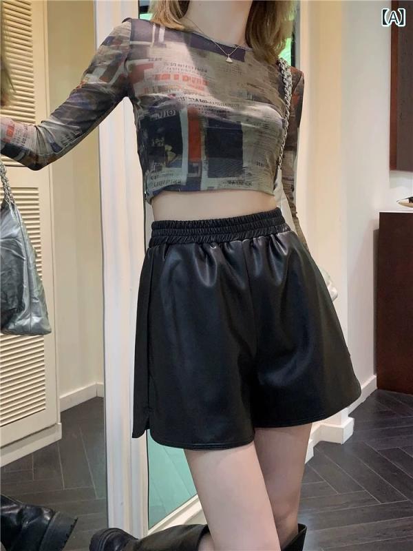 ・カテゴリ: ショートパンツ・主な素材: スパンデックス・丈: ショートパンツ・ウエスト: ゴム仕様・生地の厚さ: 普通・カラー展開: ブラック、ブラウン、アプリコット・サイズ展開: XS、S、M、L、XL、2XL、3XL、4XL、5XL・スタイル: カジュアル・デザイン: ベーシック・伸縮性: 若干あり・仕様: ポケット・素材名: PUレザー・加工: イージーケア加工