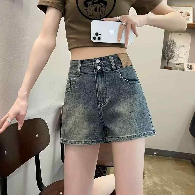 ・カテゴリ: デニムパンツ・主な素材: 綿 50%以上 70%未満・シルエット: ワイド・ストレート・パンツ丈: ショート（三分丈）・ウエスト: ハイウエスト・生地の厚さ: 普通・デザイン特徴: ポケット・カラー展開: ブルー・サイズ展開: S、M、L、XL、2XL、3XL、4XL、5XL・スタイル: カジュアル、快適カジュアル・伸縮性: 微弾性・加工技術: ノーアイロン加工