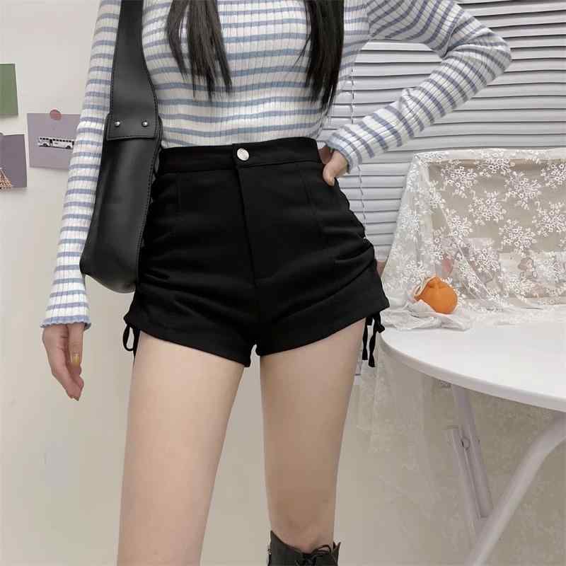 ショートパンツ レディース 夏 薄手 ハイウエスト ゆったり 体型カバー 着痩せ 大きいサイズ ショーパン 短パン ハーフパンツ 普段使い デート ビーチ ブラック ホワイト S M L XL 2XL 3XL 4XL 10代 20代