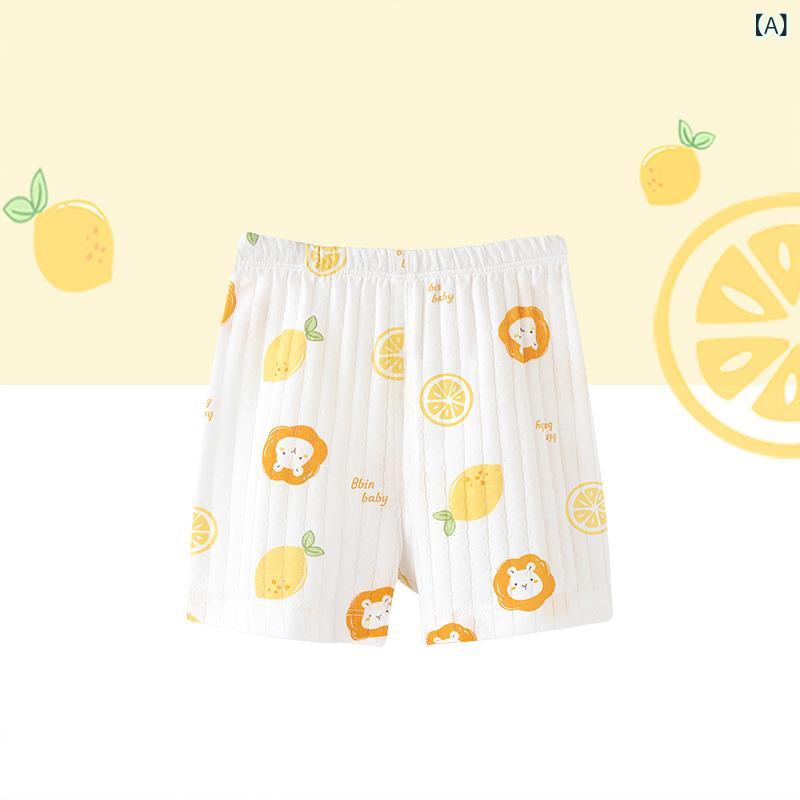 ・カテゴリ: キッズパンツ・スタイル: カジュアル・素材: 綿100%・安全基準: A類・丈: 五分丈/七分丈・対象性別: 男女共用・対象年齢: 乳幼児（1-3歳、80-100cm）・柄: キャラクター・股上: レギュラー・カラー展開: 小レモン、ジェリーベア、ウサギニンジン、ビスケット、ライトブルー、ライトピンク、ライトイエロー、ホワイト、トロピカルパイナップル、サマースイカ、マンゴスチン、ペアー、オレンジ、アヒル、シカ、フルーツオーチャード、レモンガーデン、ラビットキャッスル・サイズ展開: 66cm、73cm、80cm、90cm、100cm、110cm、120cm