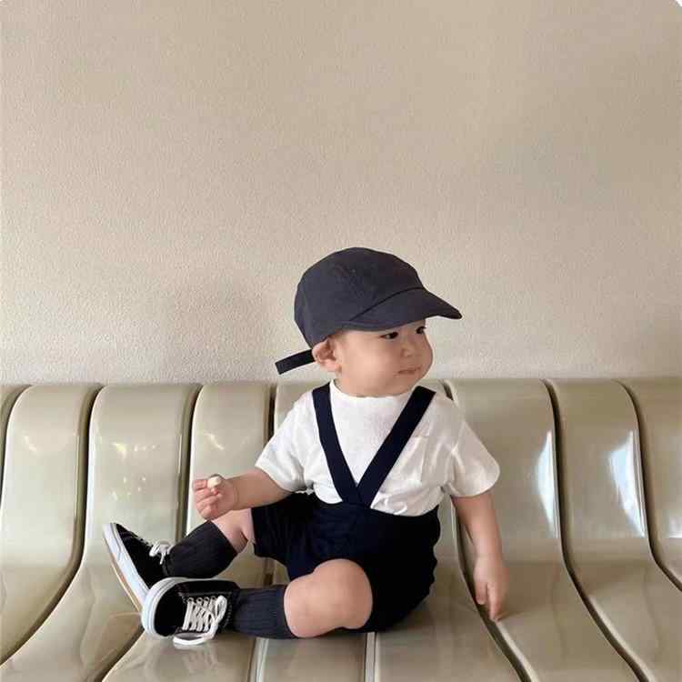 ベビー サロペット 男の子 女の子 赤ちゃん ショートパンツ ブルマ カバーオール ロンパース 綿 コットン 高腰 薄手 涼しい 夏 お出かけ 普段着 旅行 ギフト 黒 白 ボーダー 60cm 70cm 80cm 90cm 韓国 インスタ映え かわいい