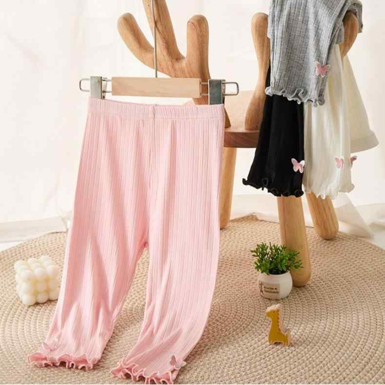 レギンス スパッツ 女の子 キッズ ベビー 子供服 七分丈 モダール コットン 接触冷感 防蚊 虫よけ 伸縮性 薄手 ボトムス ズボン 無地 リボン レース 通学 通園 お出かけ ホワイト ピンク グレー 灰色 110 120 130 春 夏 かわいい