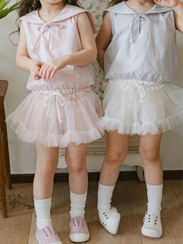 ・カテゴリ: キッズパンツ・スタイル: スイート・主な素材: 綿90%・ズボンの長さ: ショートパンツ・対象性別: 女の子・対象年齢: 中小童(3～8歳、100～140cm)・デザイン: キュロット・生地加工: 柔軟加工・柄: 無地・デザイン要素: 可愛い、レース、プリンセス、チュール、トレンド、キャンディカラー、欧米風・ウエスト: ハイウエスト・カラー展開: ピンクチュールキュロット、ベージュキュロット・サイズ展開: 90cm、100cm、110cm、120cm、130cm、140cm、150cm