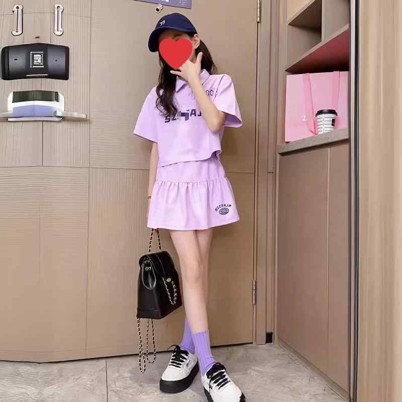 ・カテゴリ: 子供服セット・対象性別: 女性・スタイル: 韓国風・セット内容: トップス、パンツ（2点セット）・袖丈: 半袖・パンツ丈: ショートパンツ・厚さ: 普通・柄: アルファベット・主な素材: ポリエステル30%・開閉仕様: プルオーバー・カラー展開: パープル、アプリコット・対応身長: 120cm、130cm、140cm、150cm、160cm、170cm