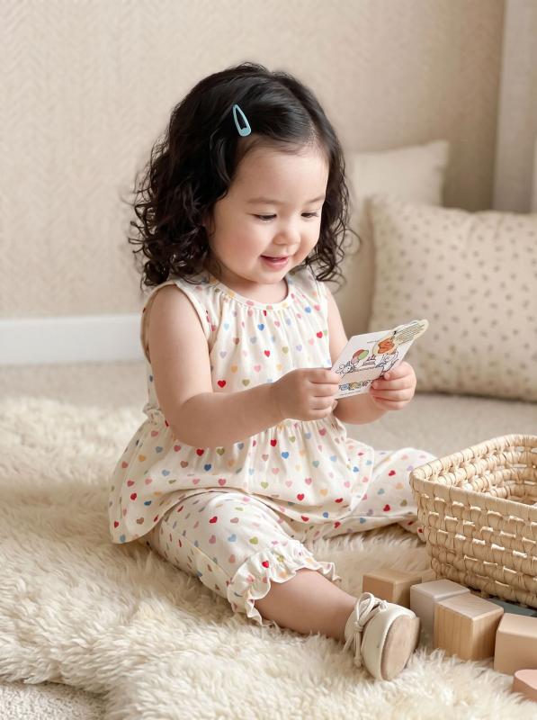 ・カテゴリ: 子供服セット・性別: 女・スタイル: 韓国風・セット内容: トップス、パンツの2点セット・対象年齢: 中小童（3〜8歳、100〜140cm）・袖丈: 半袖・パンツ丈: ショートパンツ・生地加工: 柔軟処理・厚さ: 薄手・柄: キャラクター・主な素材: 綿・素材割合: 綿98%・安全基準: A類・留め具の種類: プルオーバー・カラー: クリームアプリコット・サイズ展開: 73、80、90、100、110、120