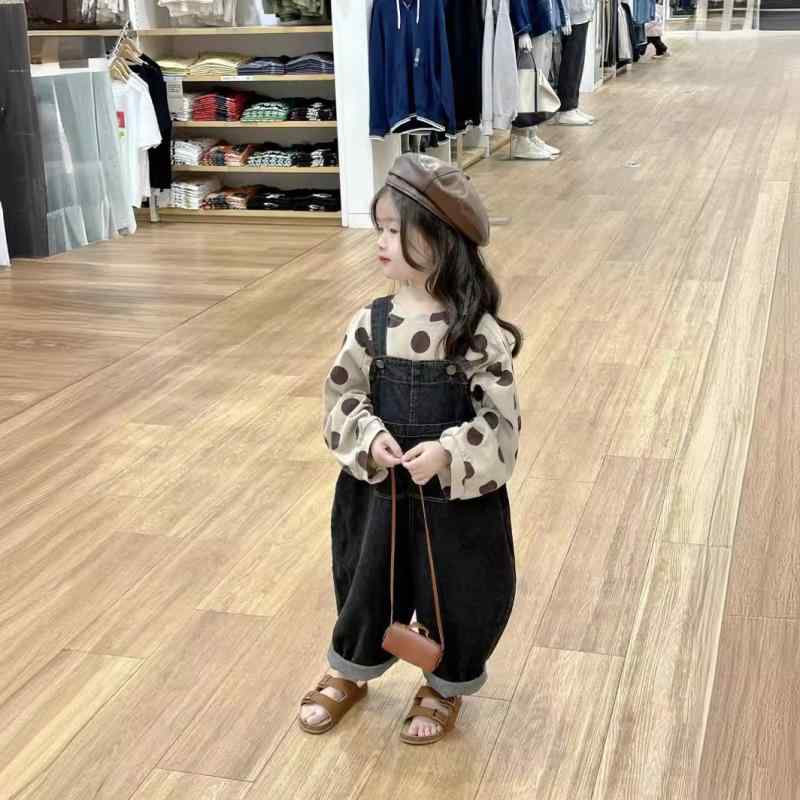 サロペット オーバーオール キッズ 男の子 女の子 ベビー ロングパンツ 長ズボン デニムパンツ ジーンズ 綿 コットン 高腰 柔らかい ゆったり ヴィンテージ風 カジュアル 無地 お出かけ 旅行 春 秋 ブラック カーキ 80 90 100 110 1