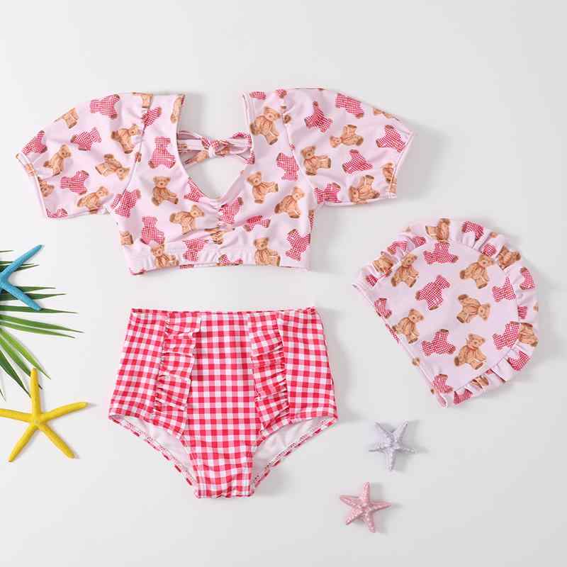子供 水着 女の子 セパレート スイムウェア スイムキャップ セット プリンセス フリル…