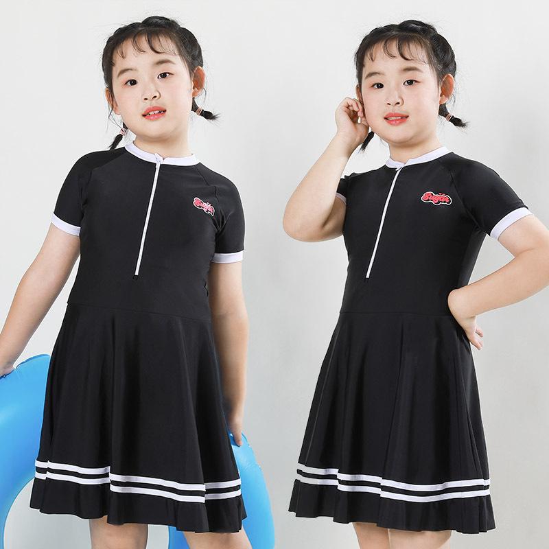 女児 水着 ワンピース キッズ 女の子 スク水 連体 スイムウェア 撥水 伸縮 高弾性 黒 泳帽セット プール 海水浴 ビーチ 水遊び 旅行 スクール ジュニア 小学生 中学生 140 150 160 170 180 夏