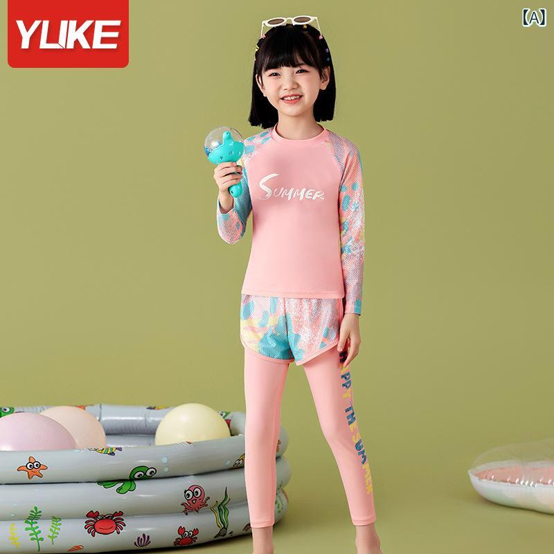 子供 水着 女の子 セパレート 長袖 長ズボン キッズ ジュニア スイムウェア UVカッ...