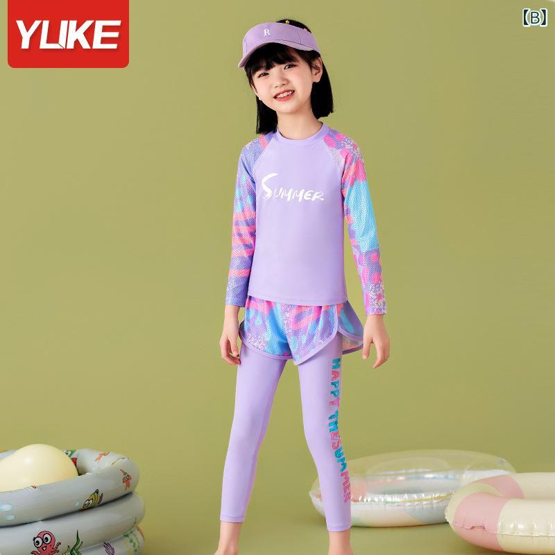 子供 水着 女の子 セパレート 長袖 長ズボン キッズ ジュニア スイムウェア UVカッ...