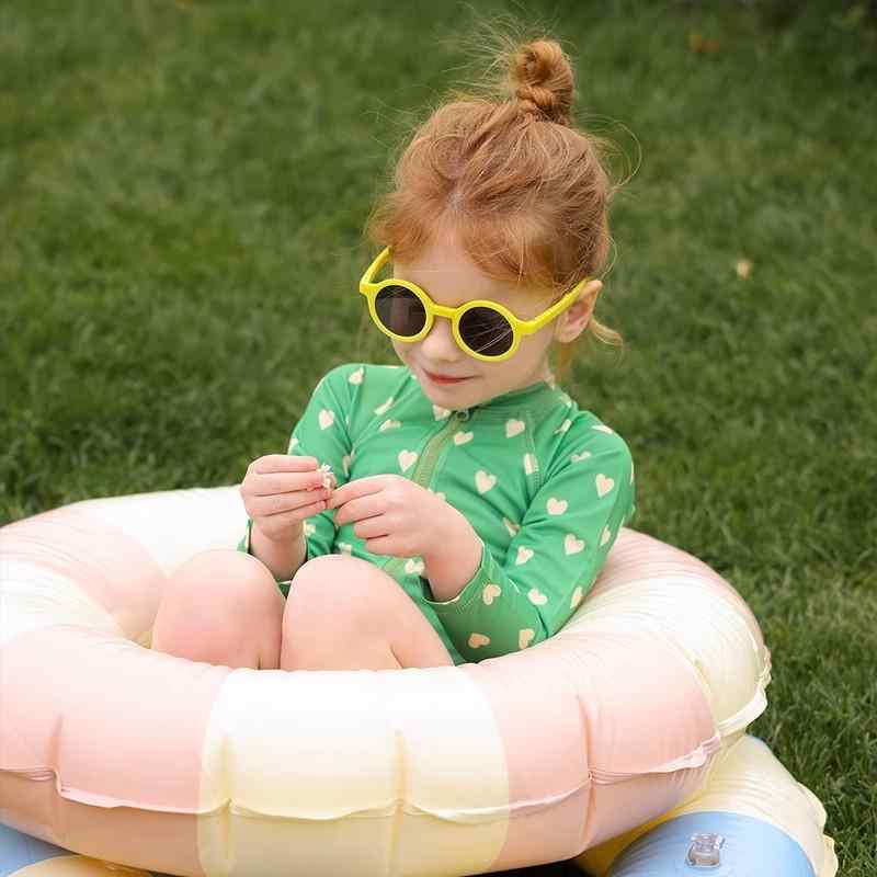 ワンピース水着 女の子 キッズ スイムウェア 長袖 オールインワン 紫外線対策 UVカット 速乾 花柄 ハート いちご 桜桃 ピンク グリーン スクール プール 海 ビーチ 幼稚園 小学生 ジュニア 80cm 90cm 100cm 110cm 120cm