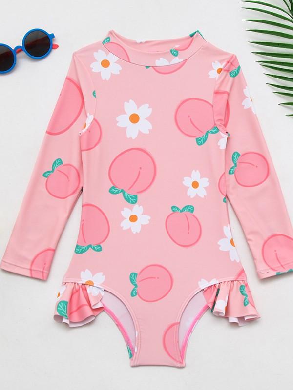 子供水着 女の子 キッズ 水着 スイムウェア ワンピース 長袖 UVカット 紫外線対策 ...