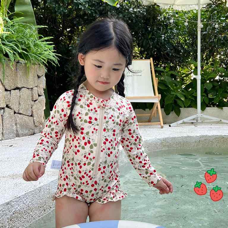 水着 女の子 キッズ ベビー 子供 ジュニア 長袖 ワンピース スイムウェア 日焼け防...