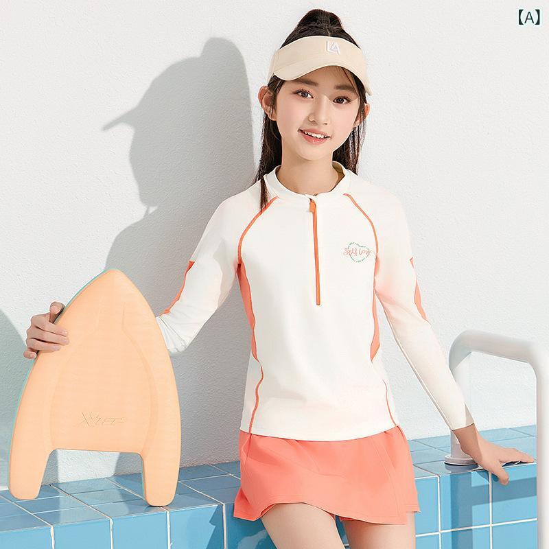 子供水着 女の子 スイムウェア セパレート 長袖 ラッシュガード 上下セット ショー...