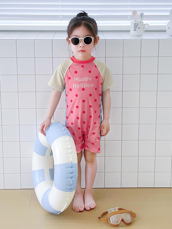 女の子 水着 ワンピース型 子供 ジュニア キッズ スイムウェア 半袖 紫外線対策 UV...