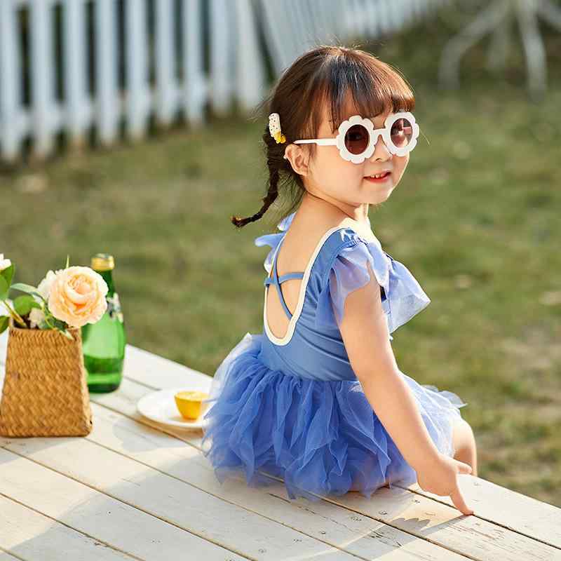 子供 水着 女の子 ワンピース ジュニア キッズ フリル チュチュ 露背 レース スイ...