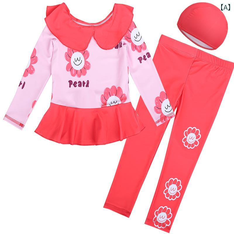 女の子 泳具 水着 セパレート キッズ 子供 長袖 長ズボン 紫外線対策 UVカット ポ...