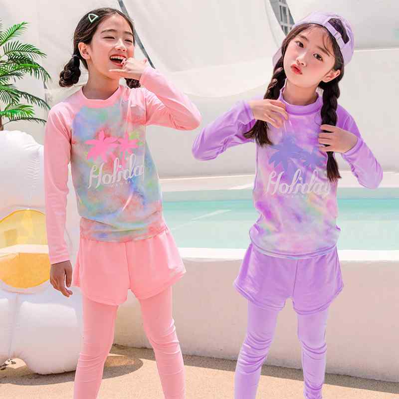 子供水着 女の子 セパレート水着 長袖 長ズボン UVカット 紫外線対策 スイムウェア...