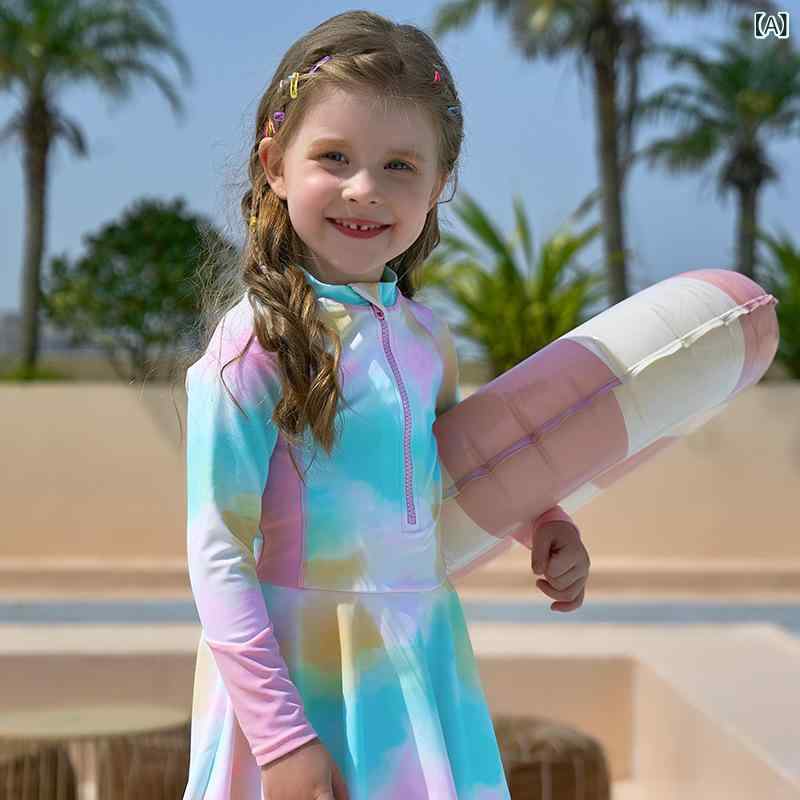 キッズ 水着 女の子 ワンピース ジュニア 子供用 長袖 紫外線対策 UVカット 速干 ...