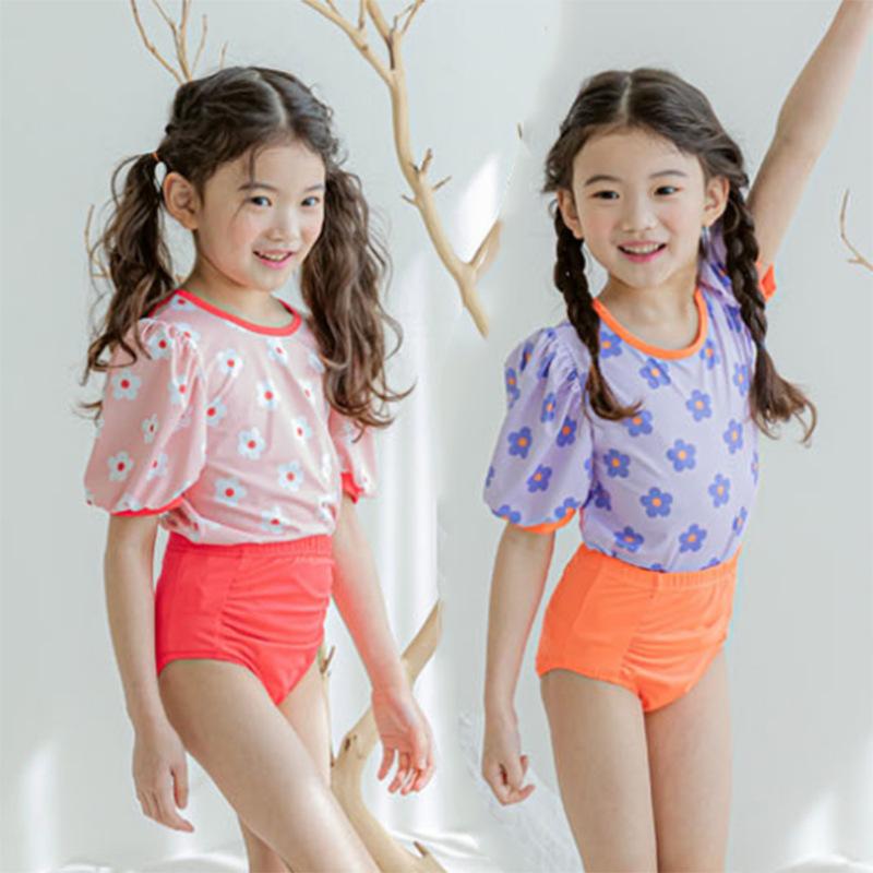 キッズ 水着 女の子 セパレート ハイウエスト 紫外線対策 UVカット 速乾 ポリエス...