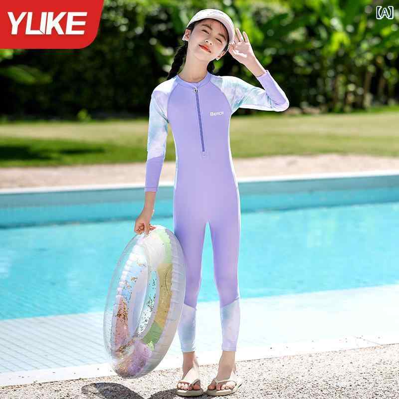 キッズ水着 女の子 子供用 スイムウェア 長袖 連体水着 ワンピース 紫外線対策 UV...