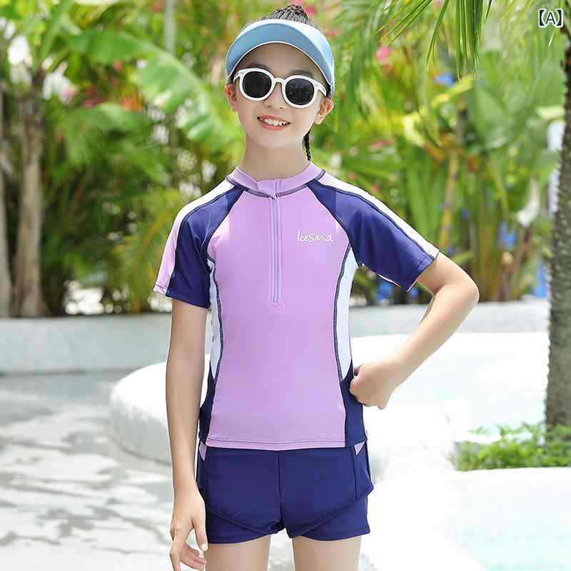 キッズ水着 女の子 セパレート 紫外線対策 ポリエステル 学校 温泉 プール ビーチ ...