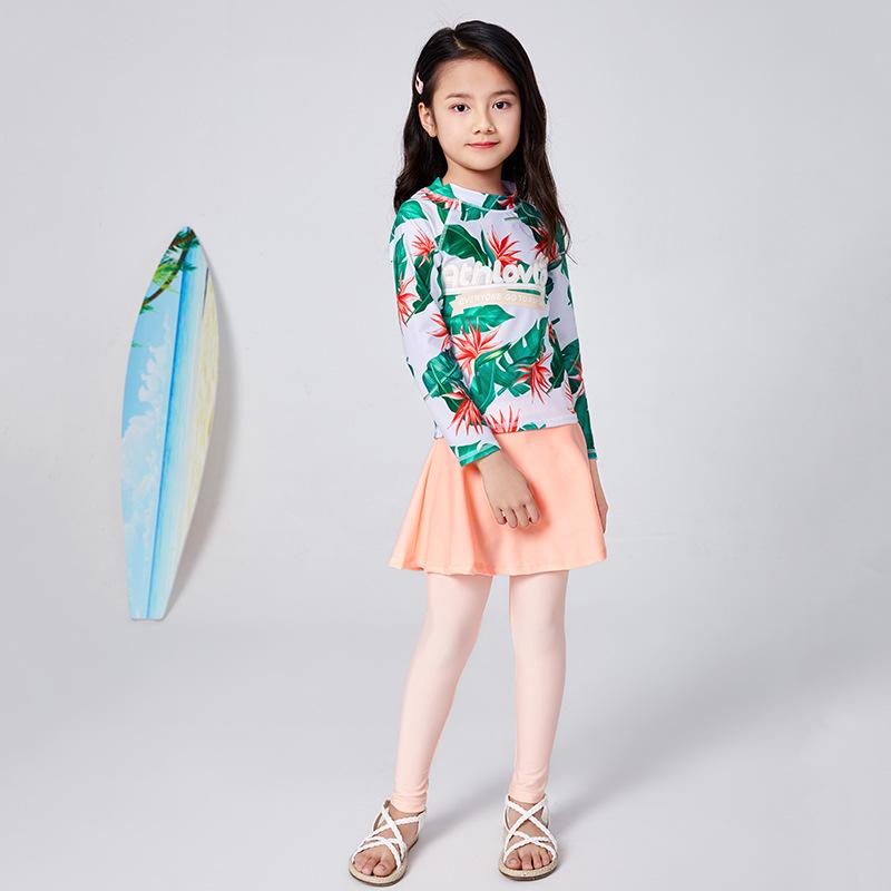 子供 水着 女の子 セパレート 長袖 長ズボン ラッシュガード ボタニカル柄 紫外線...