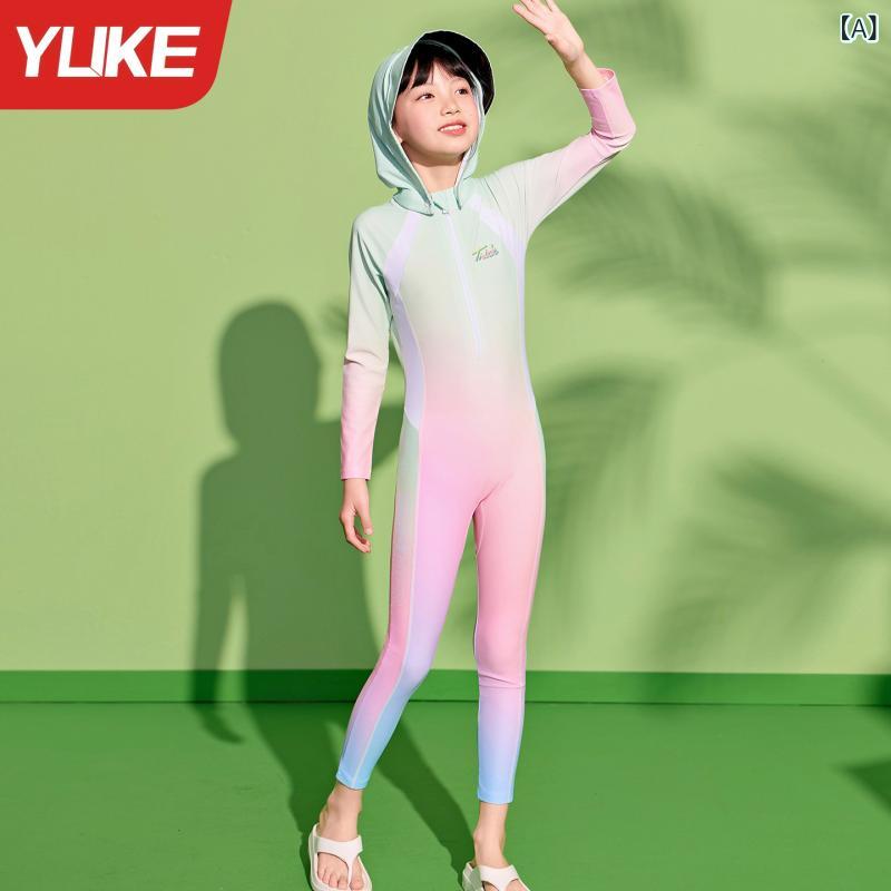 キッズ水着 女の子 スイムウェア 長袖 オールインワン 一体型 日焼け防止 UVカット 伸縮 ストレッチ スクール 海 ビーチ プール 110cm 120cm 130cm 140cm 150cm 160cm グリーン ピンク 春 夏