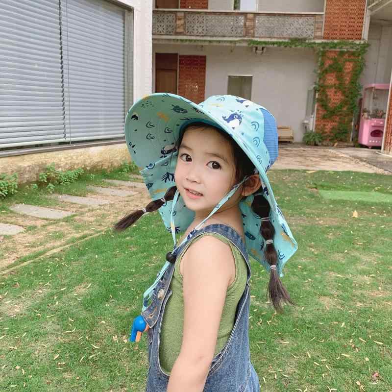 キッズ帽子 男の子 女の子 夏 遮光 防サビ UVカット 日よけ 日除け 紫外線対策 接触冷感 通気性 ポリエステル つば広 バケットハット サンバイザー ハット プール 海 ビーチ アウトドア 旅行 ブルー ピンク イエロー