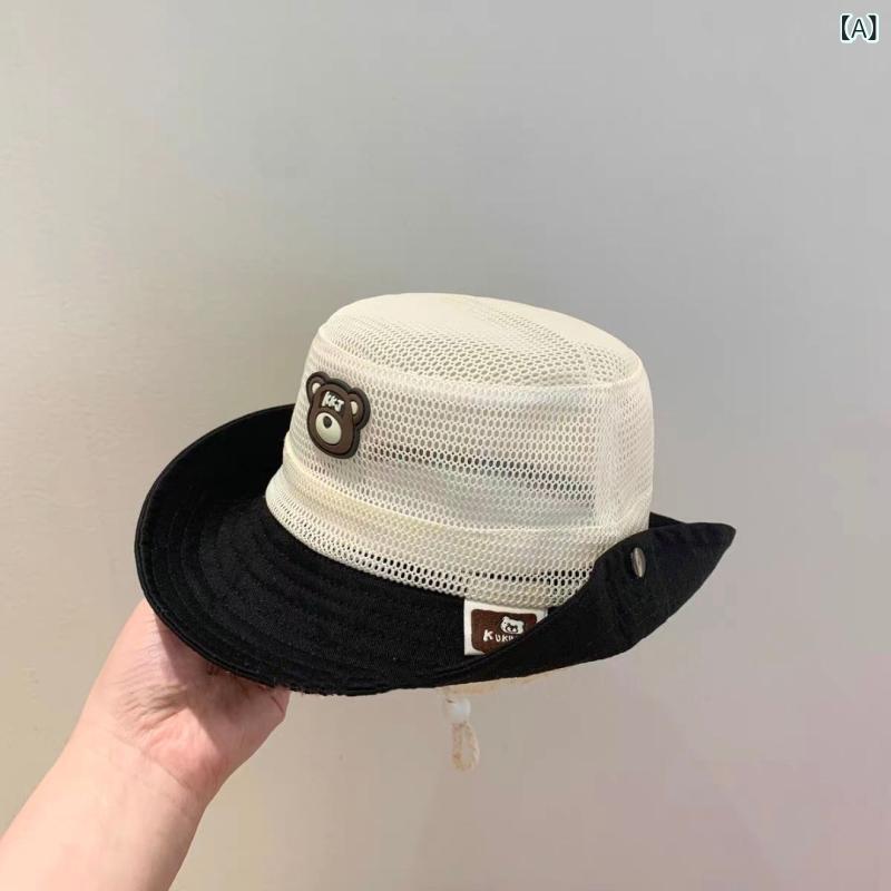 ・カテゴリ: 漁夫帽・カラー展開: ブラック 小熊メッシュ登山帽、カーキ 小熊メッシュ登山帽、オフホワイト 小熊メッシュ登山帽、グリーン 小熊メッシュ登山帽・サイズ展開: 年齢2-8歳 頭囲48-53cm・つばの形状: 広つば・クラウンの形状: 平天・機能: 通気性、遮光・主な素材: アクリル・素材の割合: 61%-70%・スタイル: 万能、極限ミニマリズム、カジュアル、シンプル、ファッション通勤・推奨年齢: 2-6歳