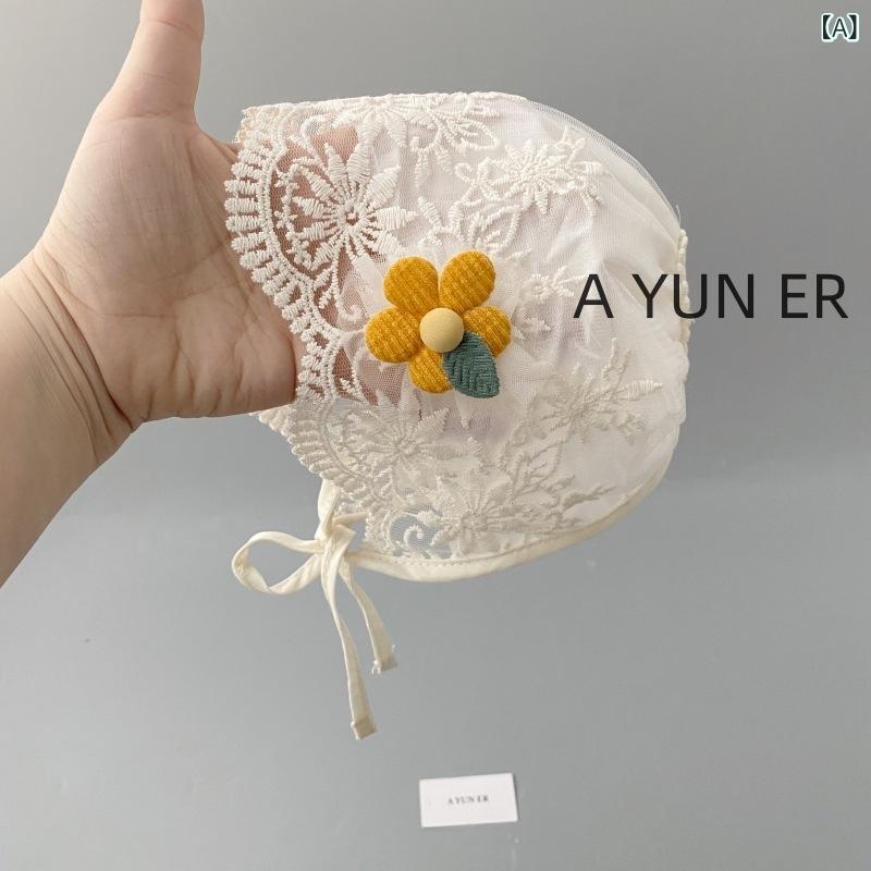 ・カテゴリ: 帽子・ネックライン: 円頂・スタイル: 清新甜美・カラー展開: プリンセスチュール裏地 イエローフラワー、プリンセスチュール裏地 チェリー・サイズ展開: 1-10ヶ月（頭囲38-43cm）、0-6ヶ月
