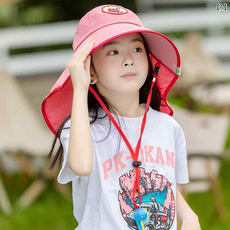 子供用 日よけ帽子 男の子 女の子 サンバイザー ハット 紫外線対策 UVカット 首ガード 日焼け防止 遮光 熱中症対策 遠足 運動会 海 プール お出かけ 3歳 4歳 5歳 6歳 7歳 8歳 面ファスナー 調節可能 涼しい