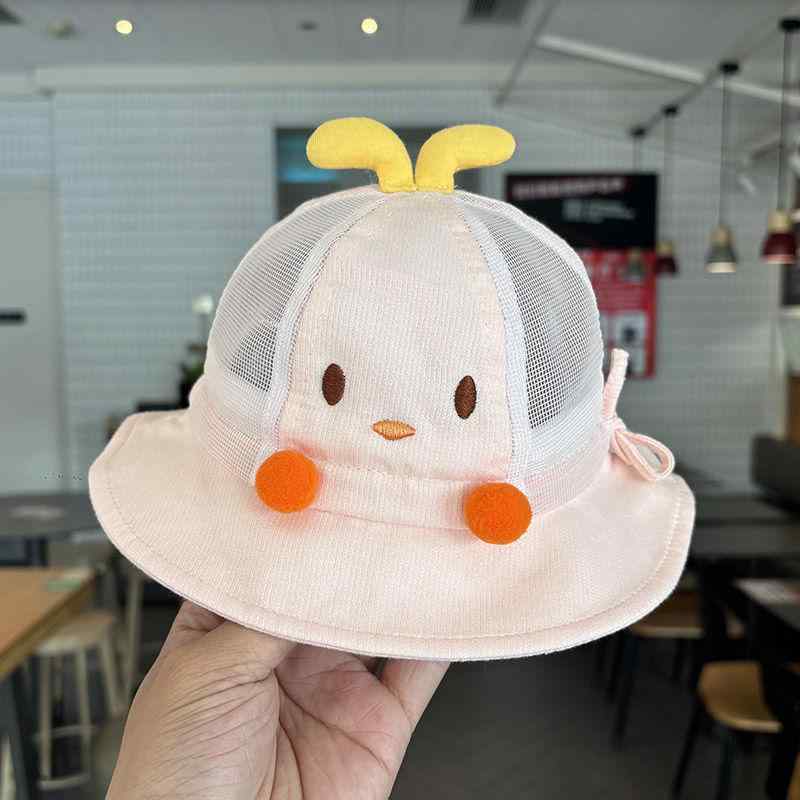 ベビー 帽子 男の子 女の子 漁夫帽 バケットハット ハット サンハット メッシュ 涼しい UVカット 紫外線対策 日よけ 防風 つば広 コットン 綿 0-12ヶ月 春 夏 お出かけ 旅行 デート かわいい ピンク ブルー ベージュ
