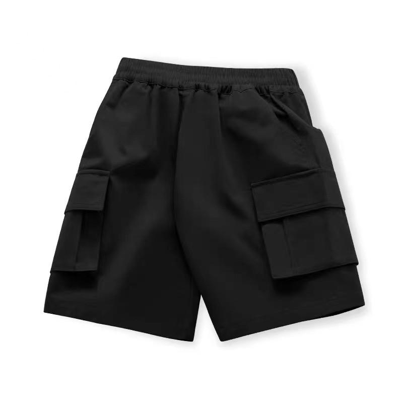 キッズ ショートパンツ 男の子 ボーイズ 子供服 ボトムス ズボン ハーフパンツ 五分丈 ワークパンツ カーゴパンツ カジュアル ジュニア ウエストゴム 通学 お出かけ 春 夏 140 150 160 黒 カーキ グリーン 韓国風 おしゃれ