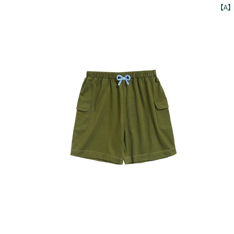 Pantalón corto Bebé Niños Niños Niñas Medio Pantalón Pantalón Corto Algodón Tacto Frío Fresco Fino Suave Color Sólido Pantalón Bajo Casual School Trip Out to School Primavera Verano Verde Oscuro Azul Marino 80 90 100 110 120 — vista 2